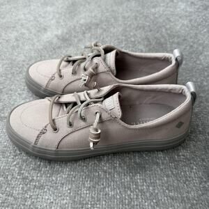 Sperry Top-Sider Shoes Womens Size 6.5 Taupe Canvas Memory Foam Boat STS86925